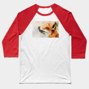 Red Fox Watercolor Portrait 01 Baseball T-Shirt